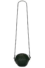 Bottega Veneta Mini Mava Crossbody Bag in Dark Green & Muse Brass, view 3, click to view large image.