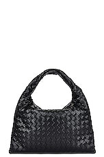 Bottega Veneta Small Hop Bag in Black & Muse Brass, view 3, click to view large image.