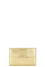 Bottega Veneta Cassette Card Holder in Gold, view 1, click to view large image.