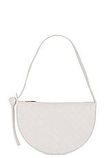 Bottega Veneta Small Intrecciato Shoulder Bag in White & Gold, view 1, click to view large image.