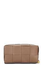 Bottega Veneta Cassette Beauty Case in Taupe Grey & Gold, view 2, click to view large image.