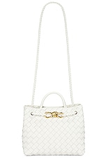 Bottega Veneta Small Andiamo Bag in White & Brass, view 1, click to view large image.