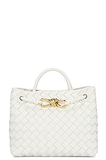 Bottega Veneta Small Andiamo Bag in White & Brass, view 3, click to view large image.