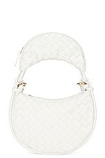 Bottega Veneta Small Gemelli Intrecciato Shoulder Bag in White & Brass, view 6, click to view large image.