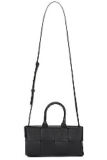 Bottega Veneta Mini East West Arco Tote Bag in Black & Gold, view 1, click to view large image.