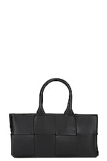 Bottega Veneta Mini East West Arco Tote Bag in Black & Gold, view 3, click to view large image.