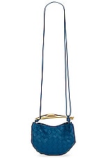 Bottega Veneta Mini Sardine Bag in Deep Pacific & Brass, view 3, click to view large image.