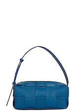 Bottega Veneta Small Brick Cassette Bag in Deep Pacific & Gold, view 1, click to view large image.