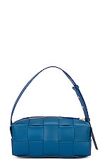 Bottega Veneta Small Brick Cassette Bag in Deep Pacific & Gold, view 3, click to view large image.