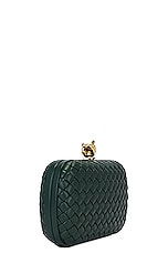 Bottega Veneta Minaudiere With Strap in Emerald Green & Brass, view 4, click to view large image.