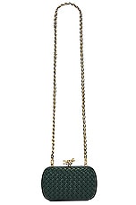 Bottega Veneta Minaudiere With Strap in Emerald Green & Brass, view 6, click to view large image.
