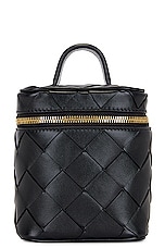 Bottega Veneta North South Vanity Case Bag in Black & Gold, view 1, click to view large image.