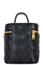 Bottega Veneta North South Vanity Case Bag in Black & Gold, view 2, click to view large image.