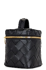 Bottega Veneta North South Vanity Case Bag in Black & Gold, view 3, click to view large image.