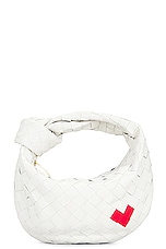 Bottega Veneta Mini Jodie Heart Bag in White, view 1, click to view large image.
