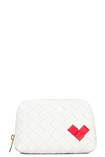 Bottega Veneta Mini Heart Clutch in White, view 1, click to view large image.