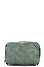 Bottega Veneta Small Zip Pouch in Aloe & Gold, view 1, click to view large image.