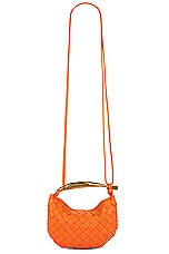 Bottega Veneta Mini Sardine Bag in Papaya & Brass, view 3, click to view large image.