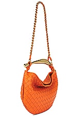 Bottega Veneta Small Sardine Bag in Papaya & Brass, view 4, click to view large image.