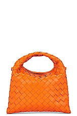 Bottega Veneta Mini Hop Hobo Bag in Papaya & Brass, view 3, click to view large image.