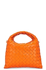 Bottega Veneta Mini Hop Hobo Bag in Papaya & Brass, view 4, click to view large image.