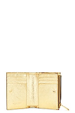 Bottega Veneta Small Metallic Wallet in Gold, view 4, click to view large image.