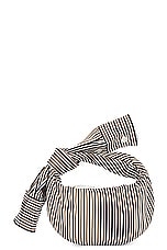 Bottega Veneta Mini Jodie Nappa Print Shirt Stripes Bag in Camel & Black, view 1, click to view large image.