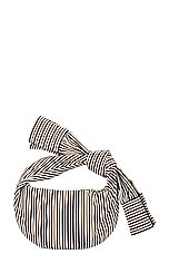 Bottega Veneta Mini Jodie Nappa Print Shirt Stripes Bag in Camel & Black, view 3, click to view large image.