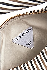 Bottega Veneta Mini Jodie Nappa Print Shirt Stripes Bag in Camel & Black, view 6, click to view large image.