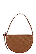 Bottega Veneta Sunrise Shoulder Bag in Cognac & Gold, view 1, click to view large image.