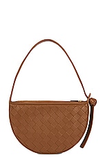 Bottega Veneta Sunrise Shoulder Bag in Cognac & Gold, view 3, click to view large image.