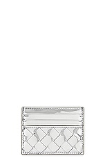 Bottega Veneta Metallic Credit Card Case in Silver, view 1, click to view large image.