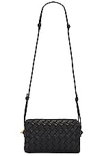 Bottega Veneta Loop Baguette Bag in Black & Gold, view 3, click to view large image.