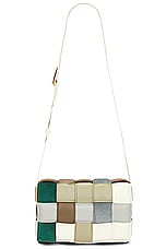 Bottega Veneta Padded Cassette Mix Material Bag in Sea Glass, view 1, click to view large image.