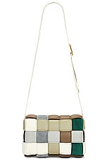Bottega Veneta Padded Cassette Mix Material Bag in Sea Glass, view 2, click to view large image.