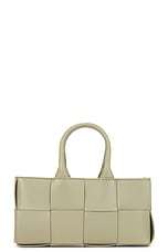 Bottega Veneta Mini East West Arco Tote Bag in Travertine & Gold, view 3, click to view large image.
