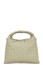 Bottega Veneta Mini Hop Bag in Travertine & Muse Brass, view 4, click to view large image.