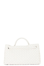 Bottega Veneta Small East West Andiamo Bag in White & Muse Brass, view 4, click to view large image.