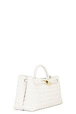 Bottega Veneta Small East West Andiamo Bag in White & Muse Brass, view 5, click to view large image.