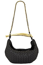 Bottega Veneta Small Sardine Bag in Black & Muse Brass, view 1, click to view large image.
