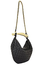 Bottega Veneta Small Sardine Bag in Black & Muse Brass, view 4, click to view large image.