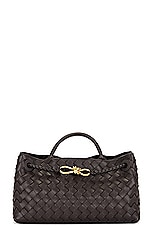 Bottega Veneta Small East West Andiamo Bag in Fondant & Muse Brass, view 3, click to view large image.