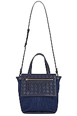 Bottega Veneta Mini Flip Flap Bag in Indigo Abyss, Abyss, & Muse Brass, view 1, click to view large image.