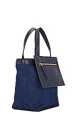 Bottega Veneta Mini Flip Flap Bag in Indigo Abyss, Abyss, & Muse Brass, view 5, click to view large image.