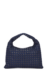 Bottega Veneta Small Hop Bag in Abyss Indigo, Abyss, & Muse Brass, view 2, click to view large image.