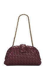 Bottega Veneta Lauren 1980 Teen Clutch With Chain in Barolo & Muse Brass, view 1, click to view large image.