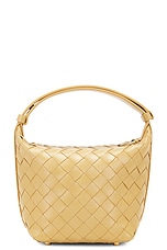 Bottega Veneta Micro Wallace Bag in Dark Praline & Gold, view 3, click to view large image.
