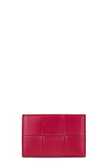 Bottega Veneta Cassette Card Case in Dark Red, view 1, click to view large image.