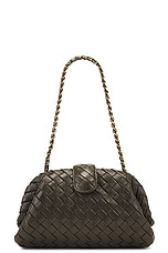 Bottega Veneta Lauren 1980 Teen Clutch in Kaki & Muse Brass, view 1, click to view large image.