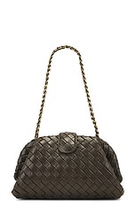 Bottega Veneta Lauren 1980 Teen Clutch in Kaki & Muse Brass, view 3, click to view large image.